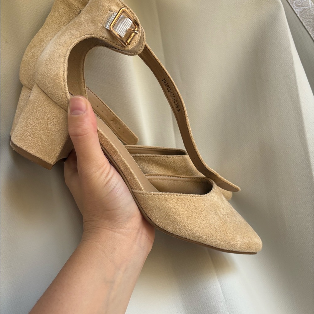 IDIFU Tan Suede Block Heels